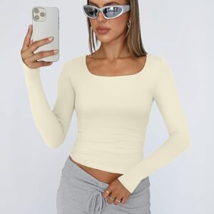 Limited time deal savings-17% Trendy Queen Womens Long Sleeve Shirts Crop Tops Fall Fashion 2025