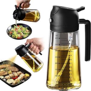 Limited time deal savings-20% TrendPlain 16oz/470ml Glass Olive Oil Sprayer for Cooking – 2 in 1 Olive Oil Dispenser Bottle for Kitchen Gadgets