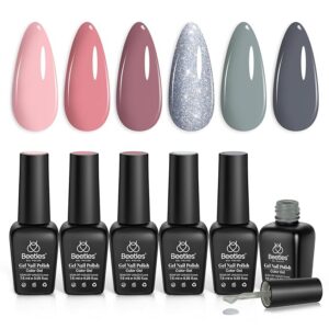 Beetles Gel Nail Polish Set Pink Nude Gray Glitter Gel Polish Soak Off