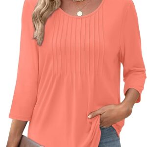 Limited time deal savings-16% XIEERDUO 3/4 Length Sleeve Tops for Women 2025 Crewneck Casual