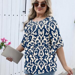 Limited time deal savings-20% Micoson Womens Plus Size Tops 3/4 Ruffle Sleeve Shirts Crewneck