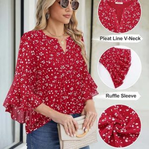 Limited time deal savings-25% Timeson Women's 3/4 Sleeve Tops Dressy Casual Business Work Blouses Chiffon Shirts
